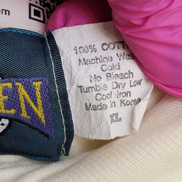 Vintage 90s Jantzen Sweater XL 26x25 Ivory Crest Ribbed - Picture 9 of 12